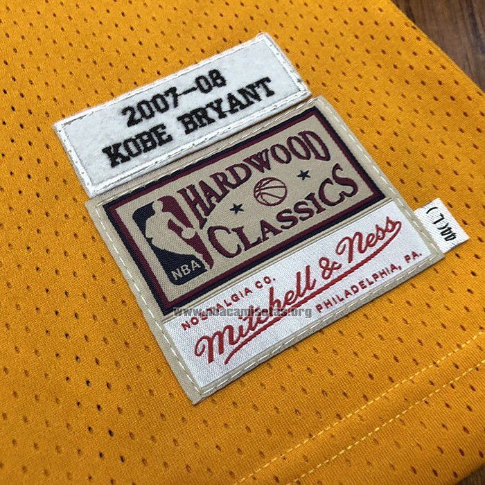 Camiseta Los Angeles Lakers Kobe Bryant NO 24 60th Anniversary Mitchell & Ness 2007-08 Amarillo